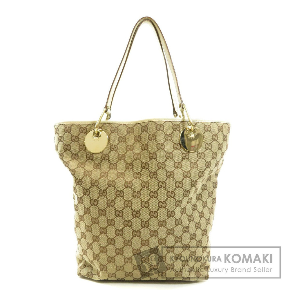Gucci GG Canvas Eclipse Tote Shoulder Bag Brown